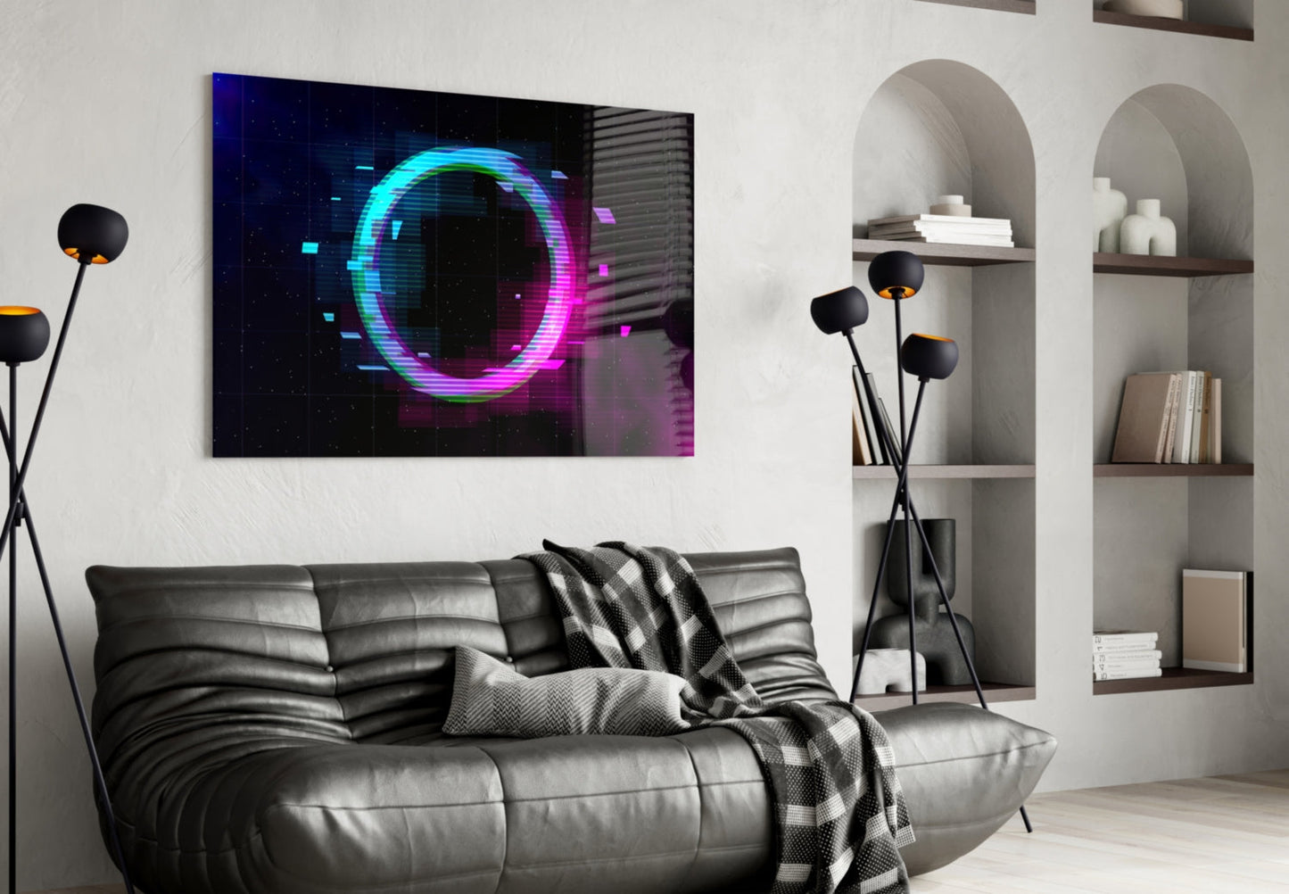 Neon Ring Magenta Haze Glass Wall Art