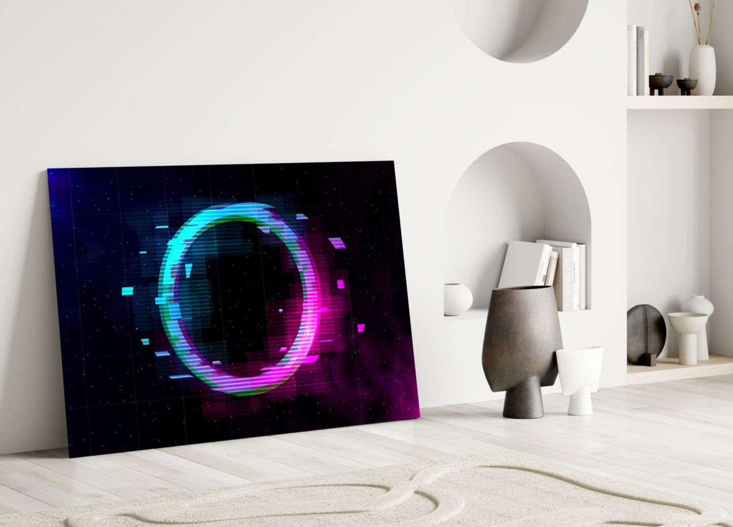 Neon Ring Magenta Haze Glass Wall Art