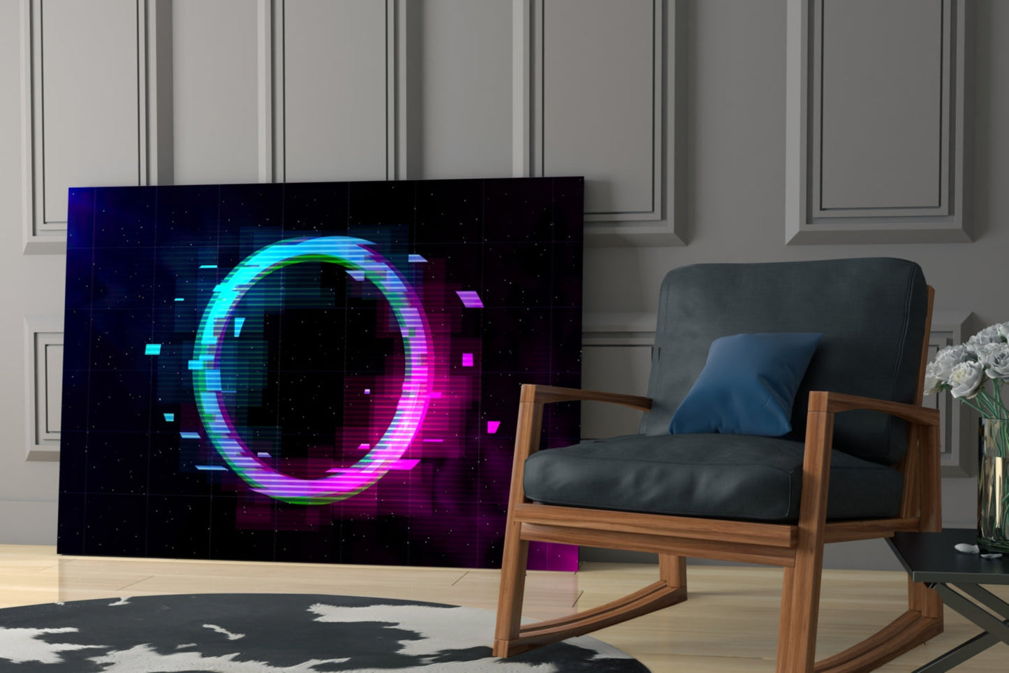 Neon Ring Magenta Haze Glass Wall Art
