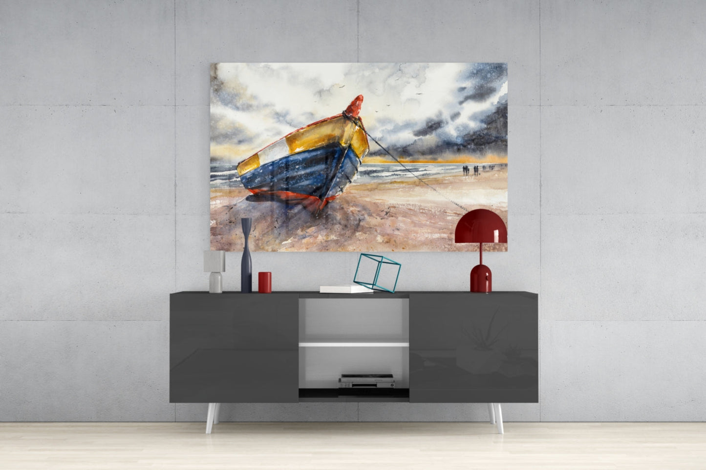 Fishing Boat Glass Wall Art