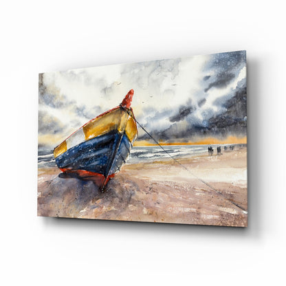 Fishing Boat Glass Wall Art