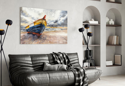 Fishing Boat Glass Wall Art