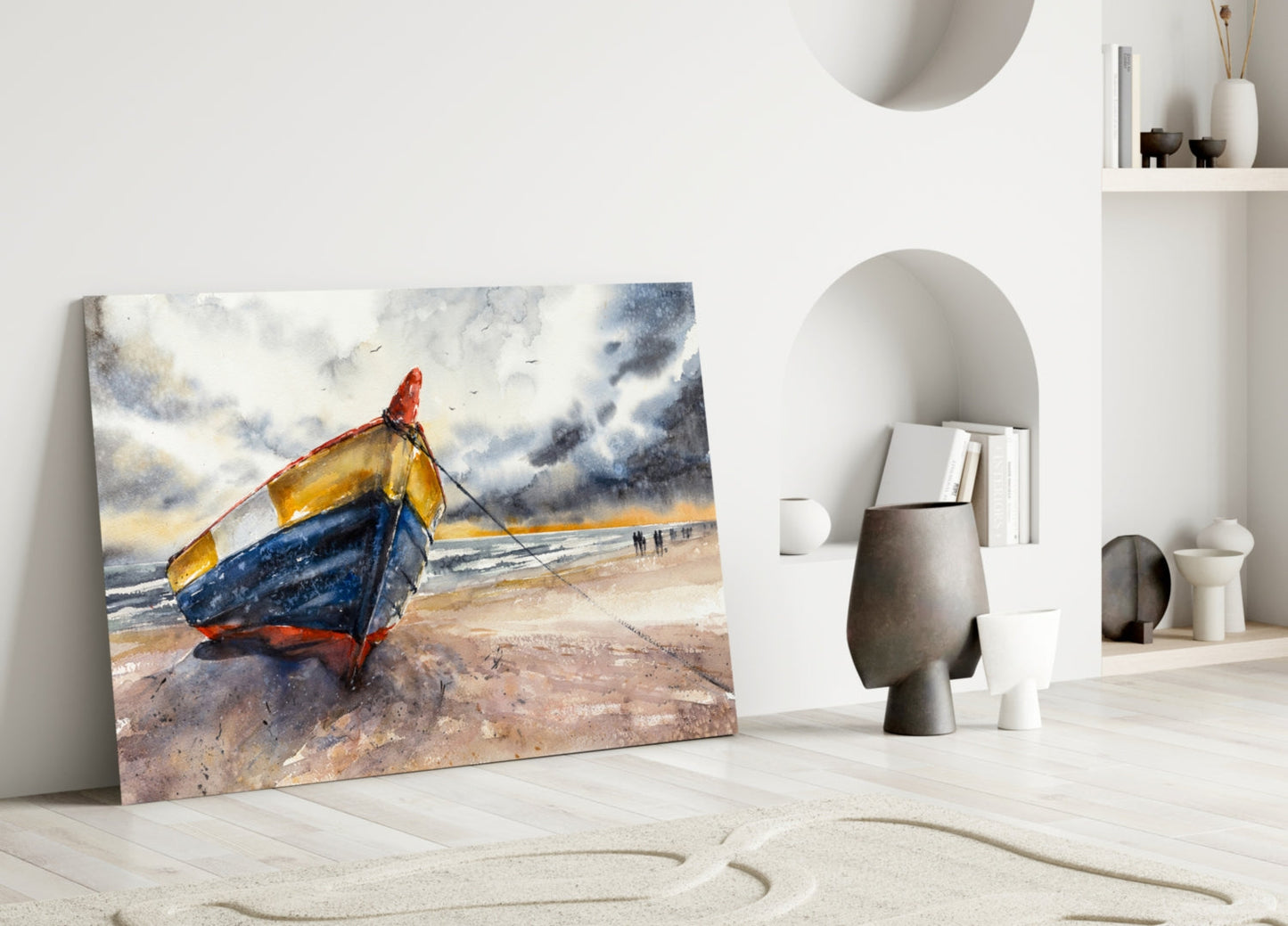 Fishing Boat Glass Wall Art