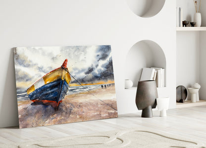 Fishing Boat Glass Wall Art