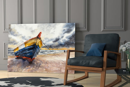 Fishing Boat Glass Wall Art