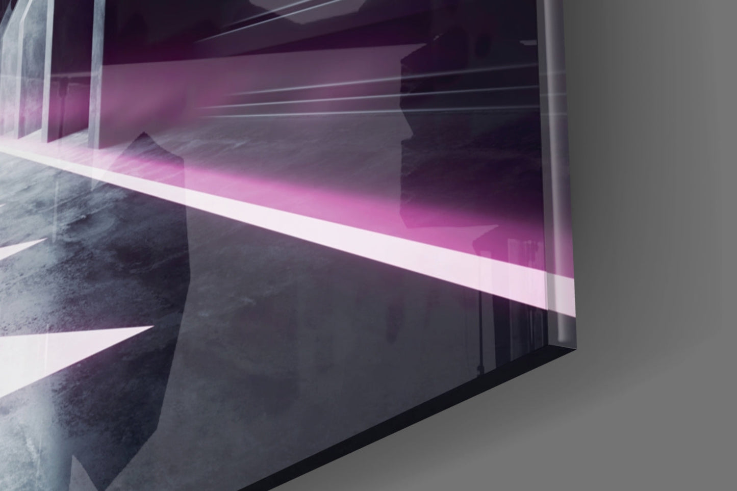 Neon Tunnel Corridor Glass Wall Art
