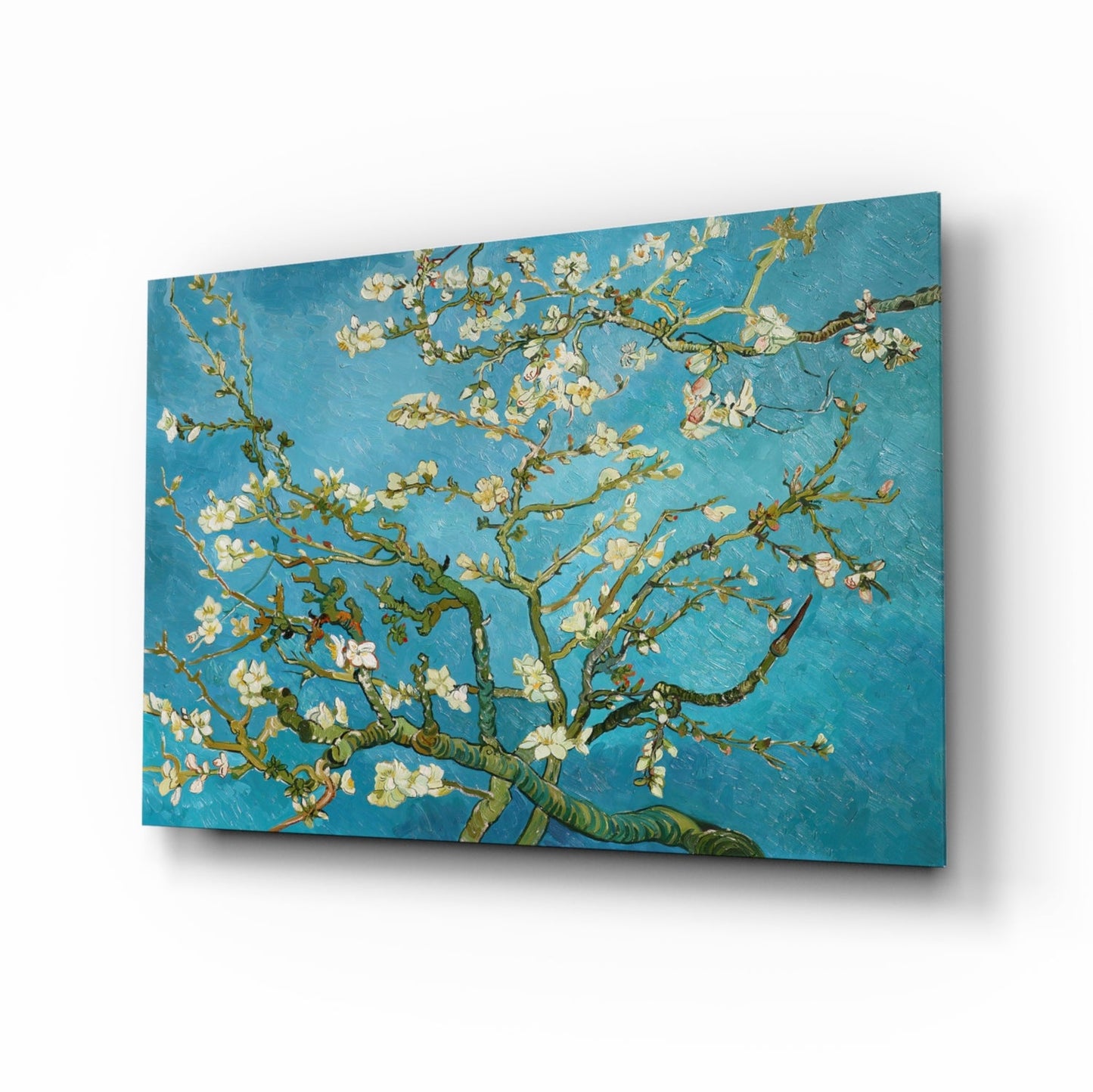 Van Gogh Almond Blossom Turquoise Glass Wall Art