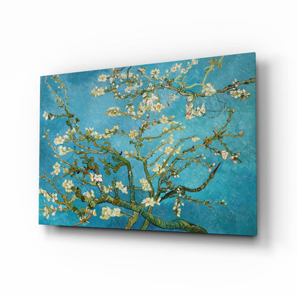 Van Gogh Almond Blossom Turquoise Glass Wall Art