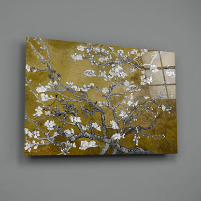 Van Gogh Almond Blossom Mustard Glass Wall Art