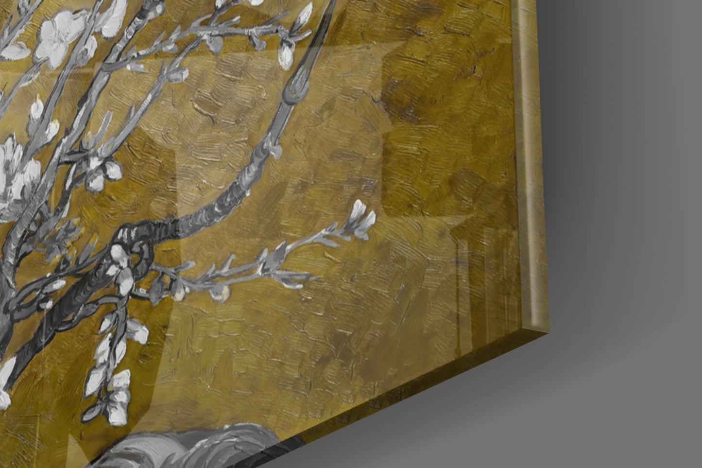 Van Gogh Almond Blossom Mustard Glass Wall Art