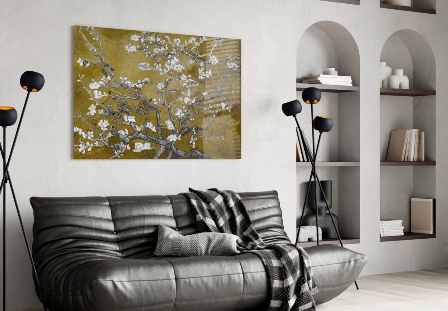 Van Gogh Almond Blossom Mustard Glass Wall Art