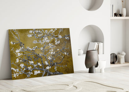Van Gogh Almond Blossom Mustard Glass Wall Art
