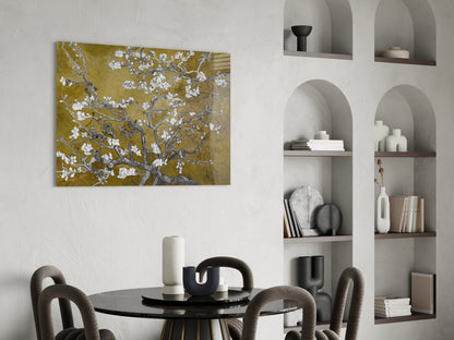 Van Gogh Almond Blossom Mustard Glass Wall Art