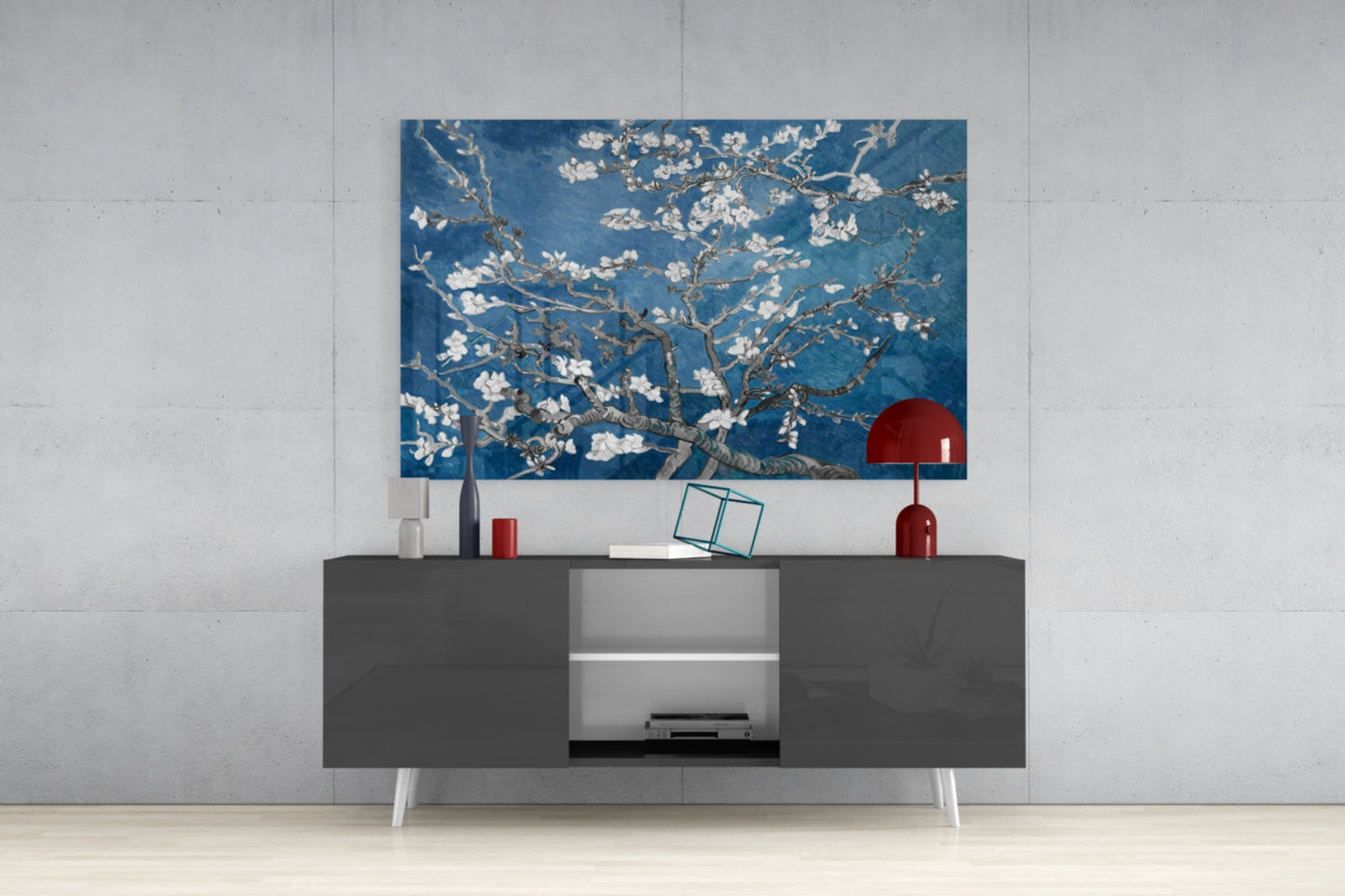 Van Gogh Almond Blossom Cobalt Glass Wall Art