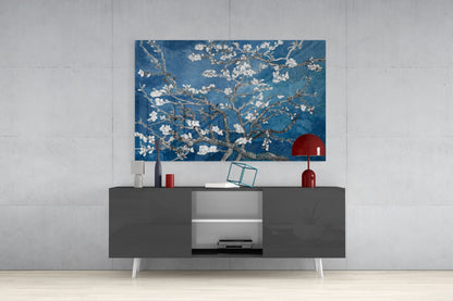 Van Gogh Almond Blossom Cobalt Glass Wall Art