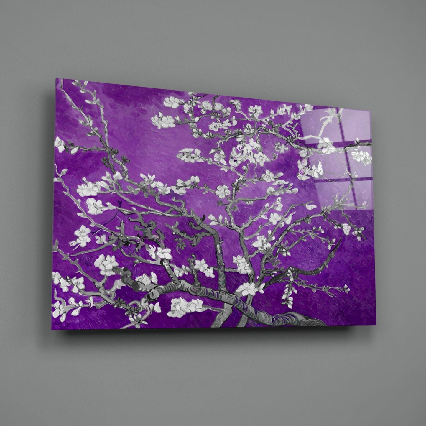 Van Gogh Almond Blossom Violet Glass Wall Art