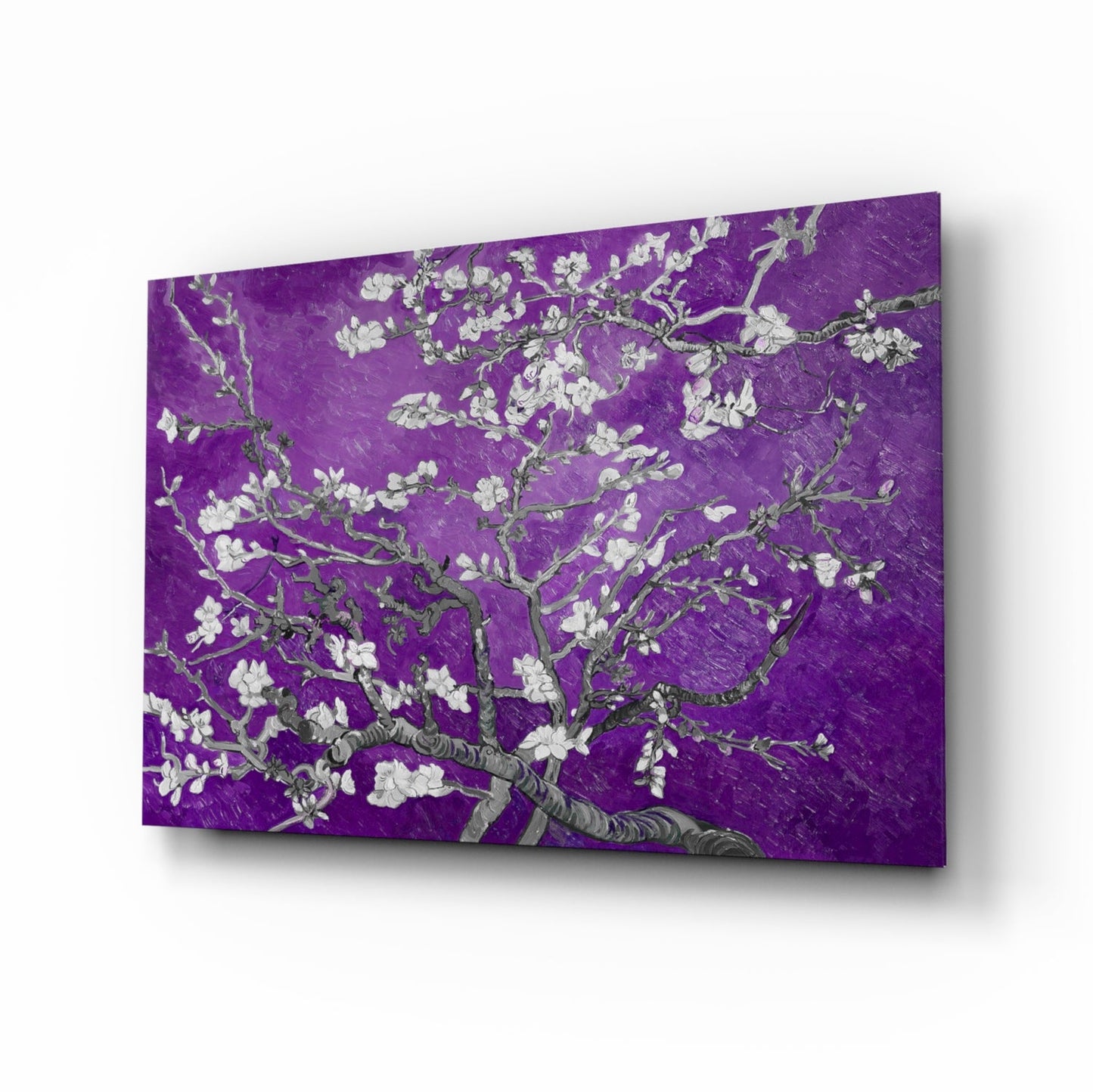 Van Gogh Almond Blossom Violet Glass Wall Art