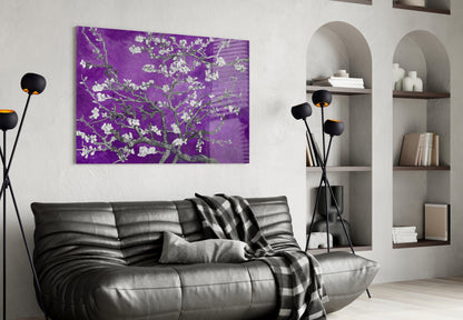 Van Gogh Almond Blossom Violet Glass Wall Art