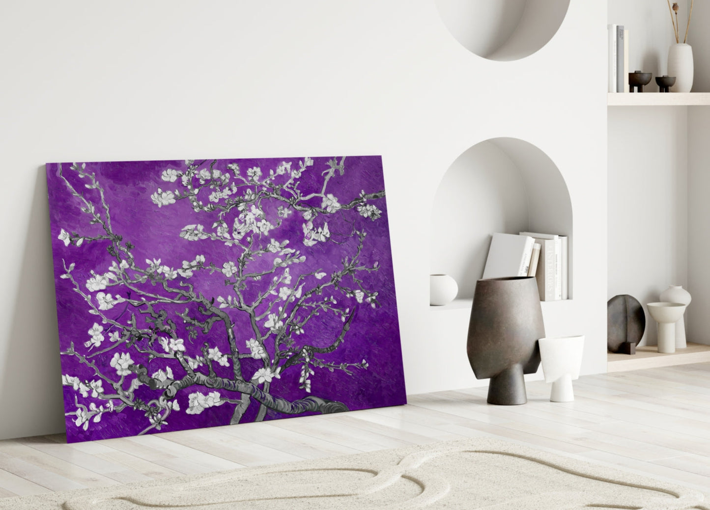 Van Gogh Almond Blossom Violet Glass Wall Art