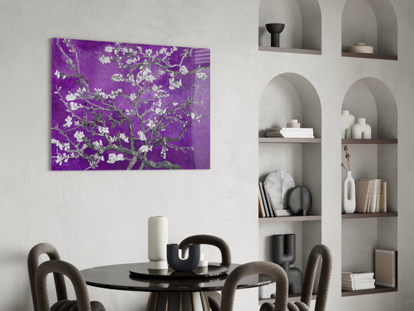 Van Gogh Almond Blossom Violet Glass Wall Art