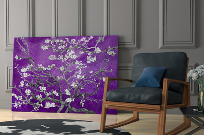 Van Gogh Almond Blossom Violet Glass Wall Art