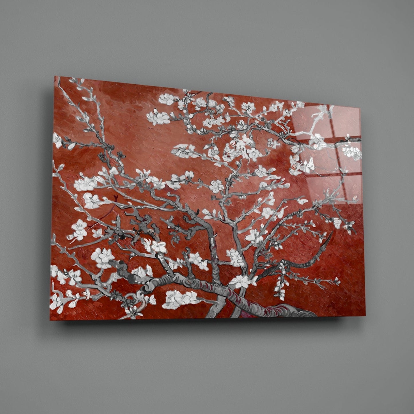 Van Gogh Almond Blossom Rust Glass Wall Art