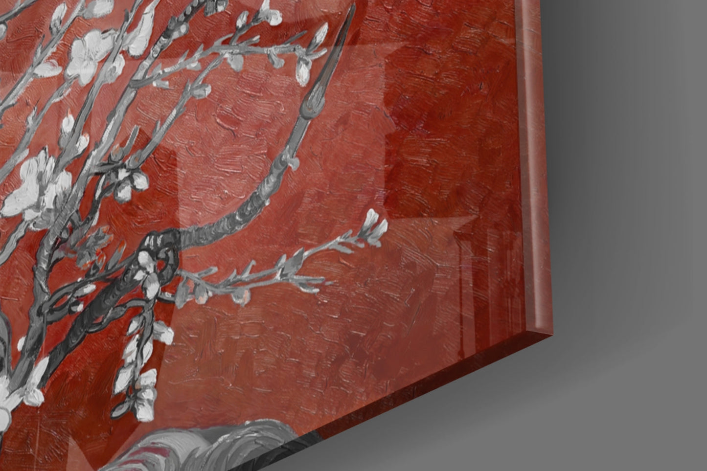 Van Gogh Almond Blossom Rust Glass Wall Art