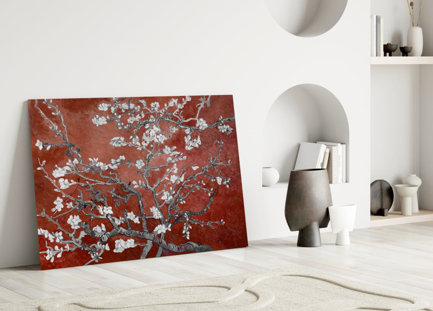 Van Gogh Almond Blossom Rust Glass Wall Art