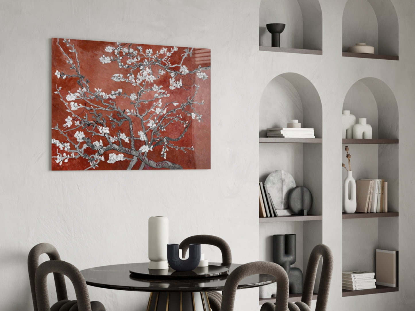 Van Gogh Almond Blossom Rust Glass Wall Art