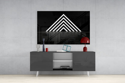 Glowing Chevron Pyramid Glass Wall Art