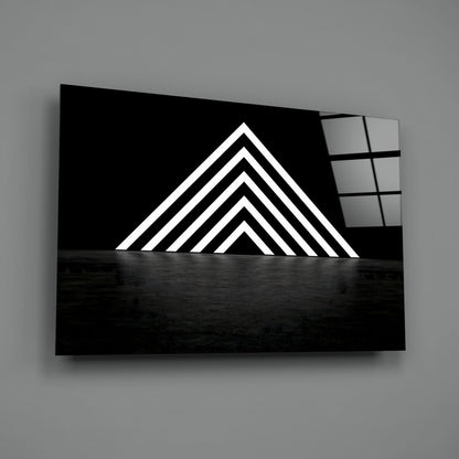 Glowing Chevron Pyramid Glass Wall Art