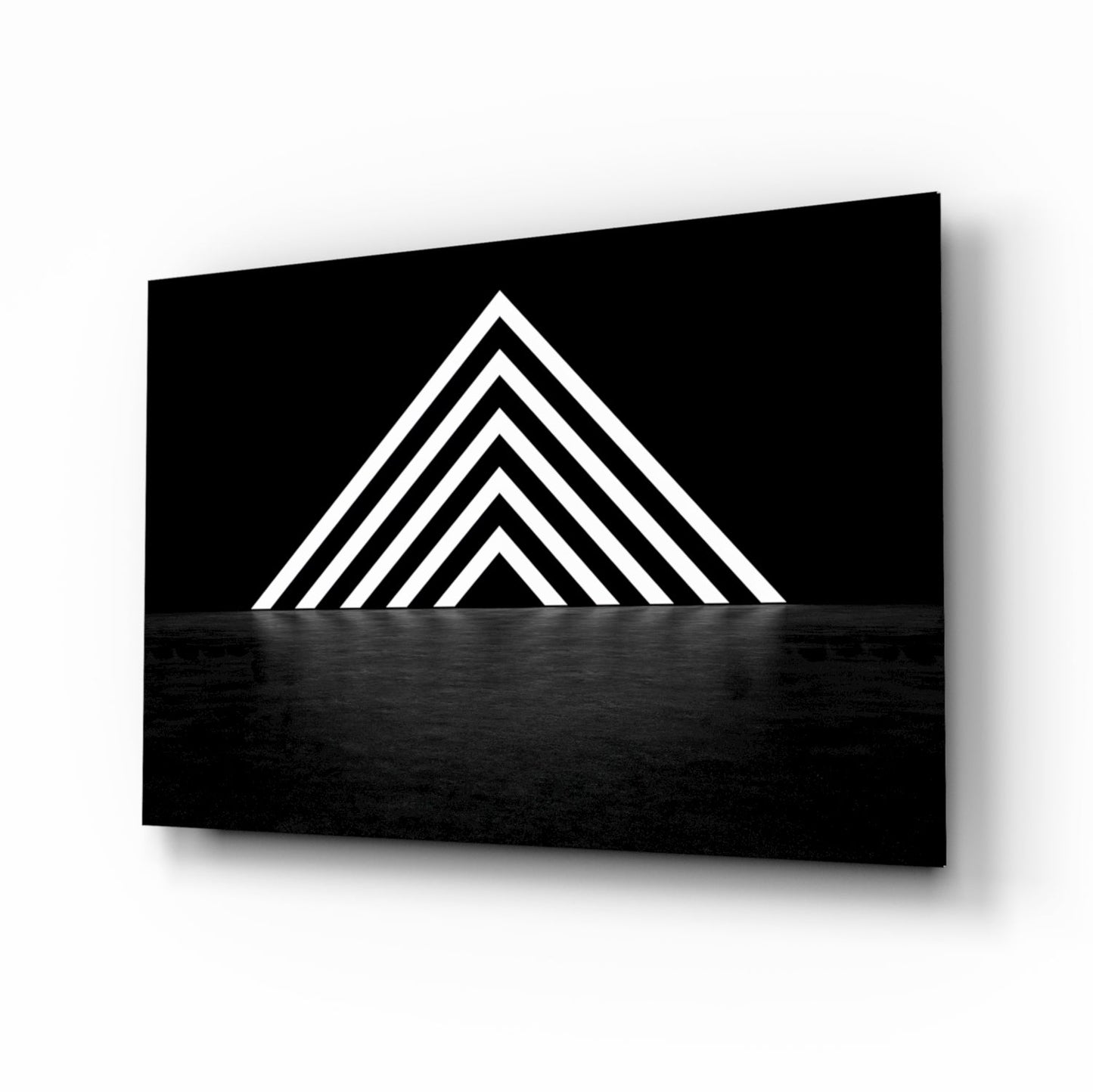 Glowing Chevron Pyramid Glass Wall Art