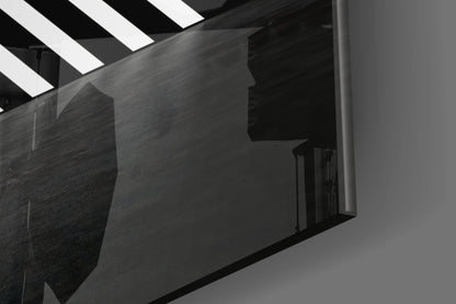 Glowing Chevron Pyramid Glass Wall Art
