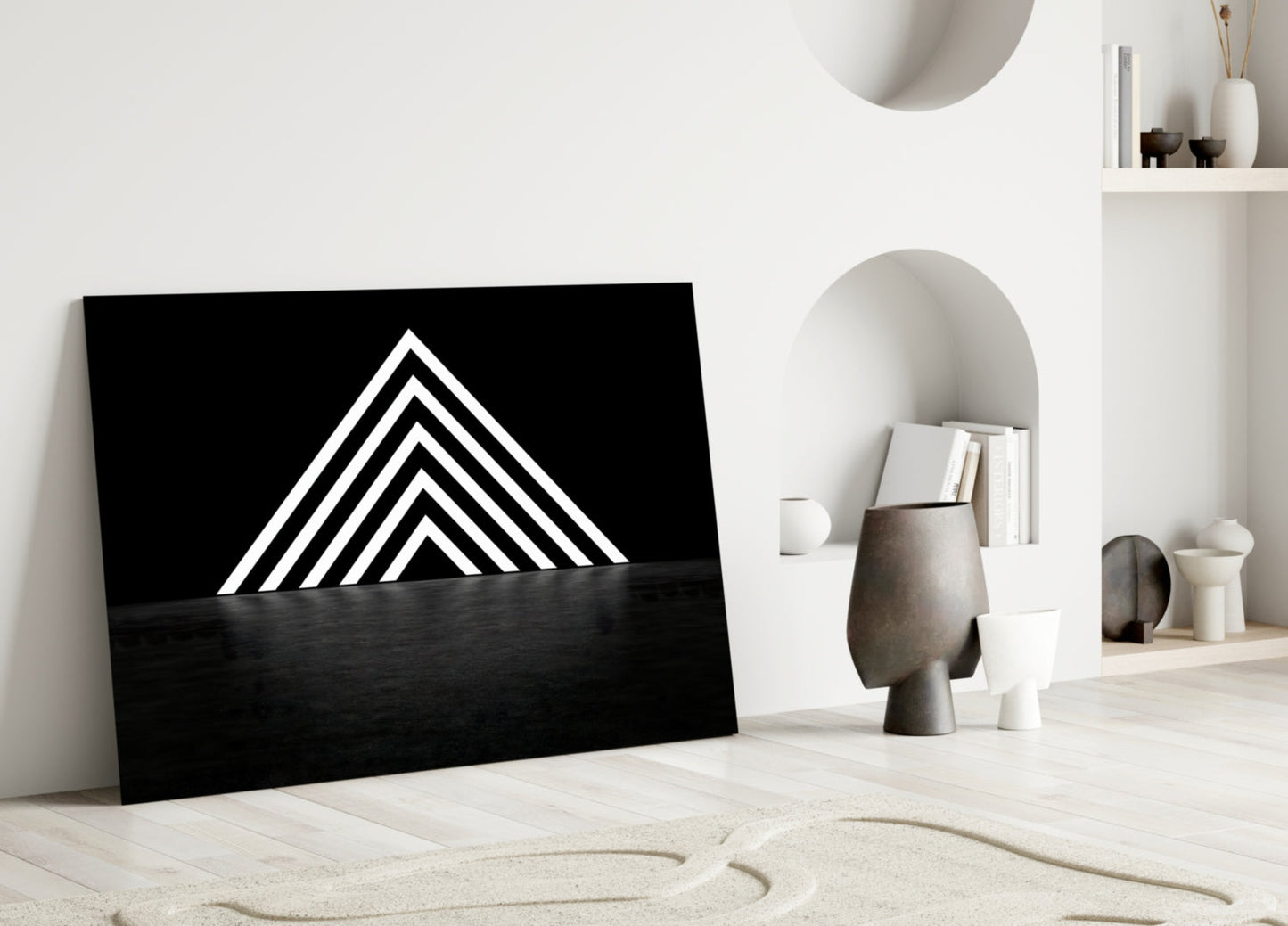 Glowing Chevron Pyramid Glass Wall Art