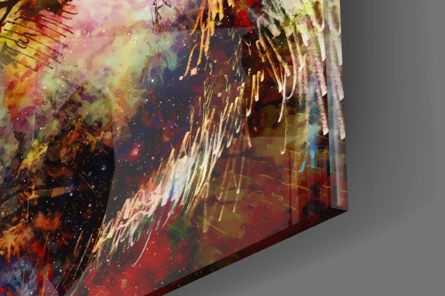 Colorful Wolf Glass Wall Art Cosmic Print
