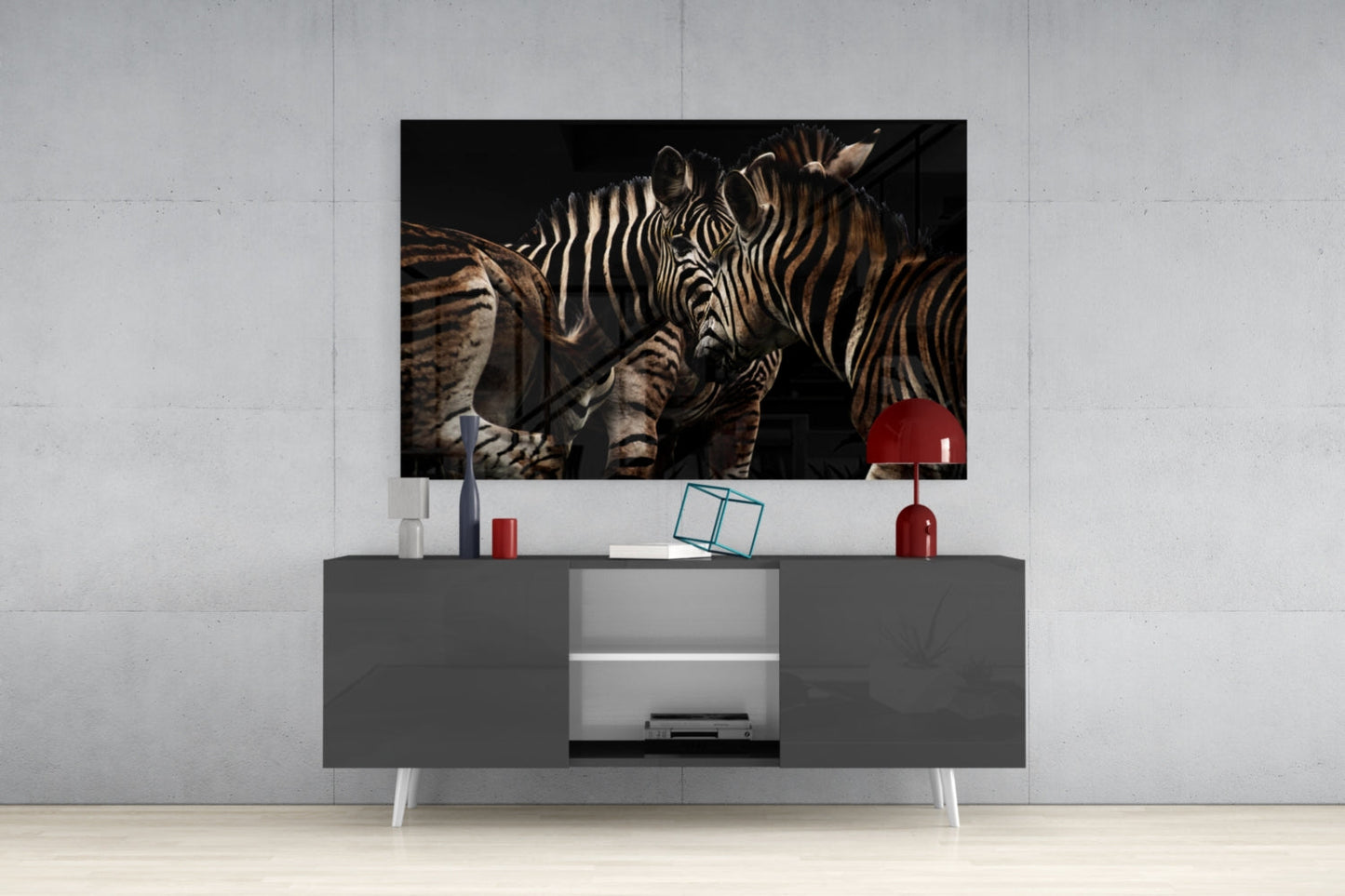 Zebra Glass Wall Art - Sepia Wildlife Portrait