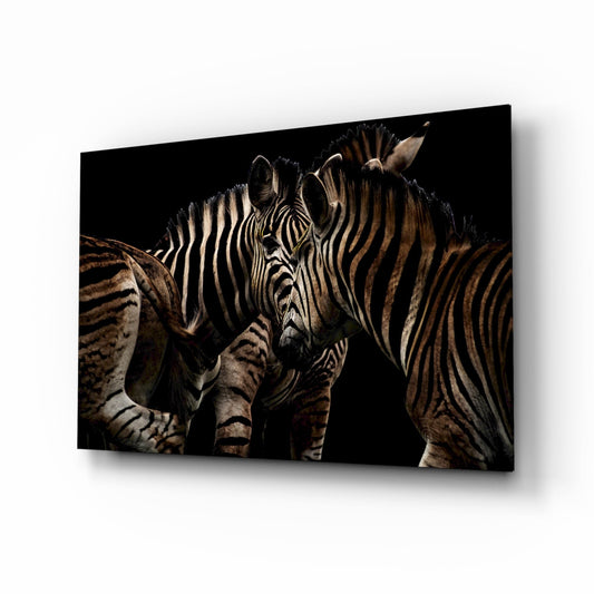 Zebra Glass Wall Art - Sepia Wildlife Portrait