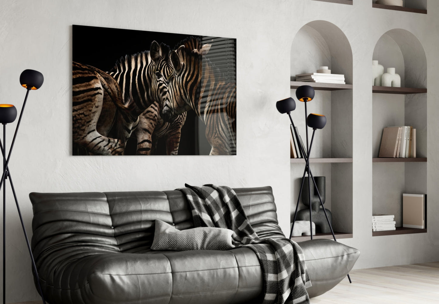 Zebra Glass Wall Art - Sepia Wildlife Portrait