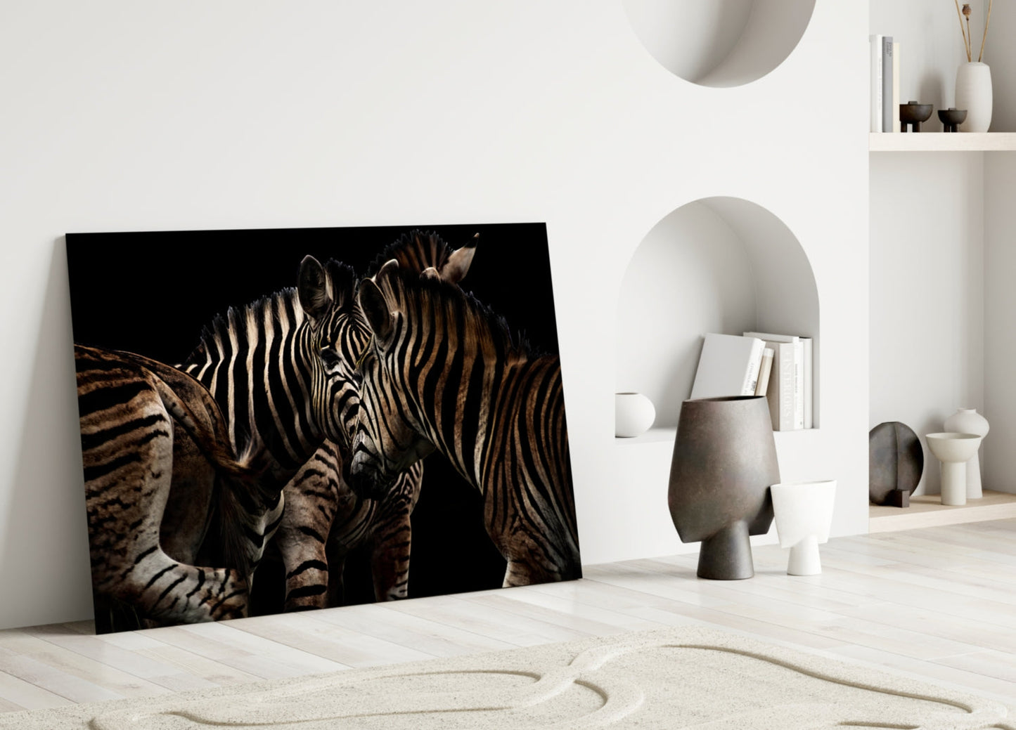 Zebra Glass Wall Art - Sepia Wildlife Portrait