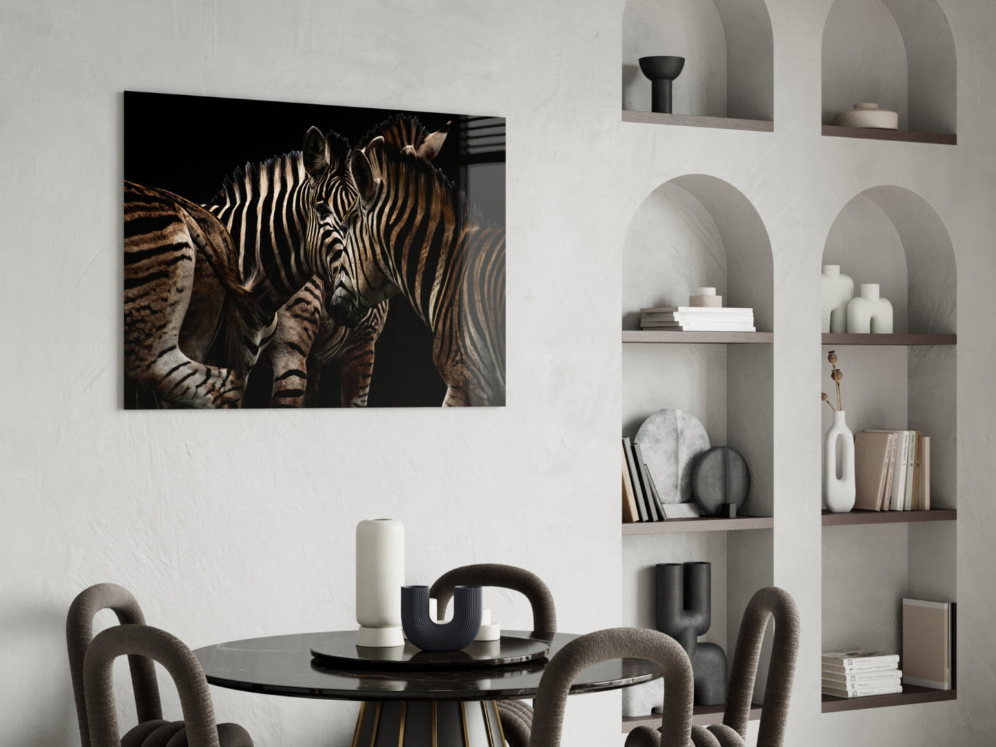 Zebra Glass Wall Art - Sepia Wildlife Portrait