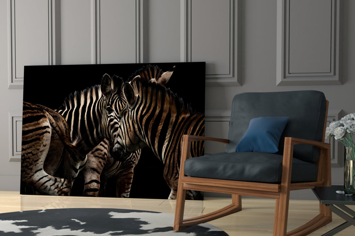 Zebra Glass Wall Art - Sepia Wildlife Portrait