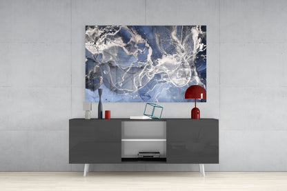 Sapphire Marble Alcohol Ink Glass Wall Art