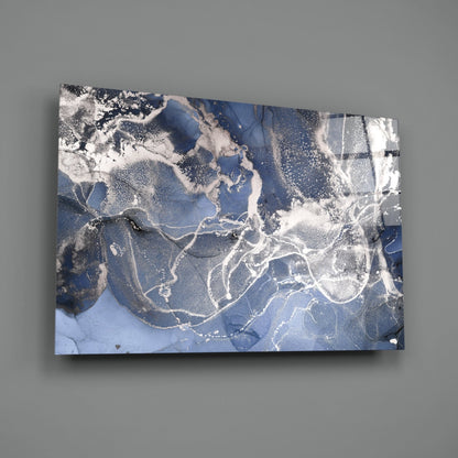 Sapphire Marble Alcohol Ink Glass Wall Art