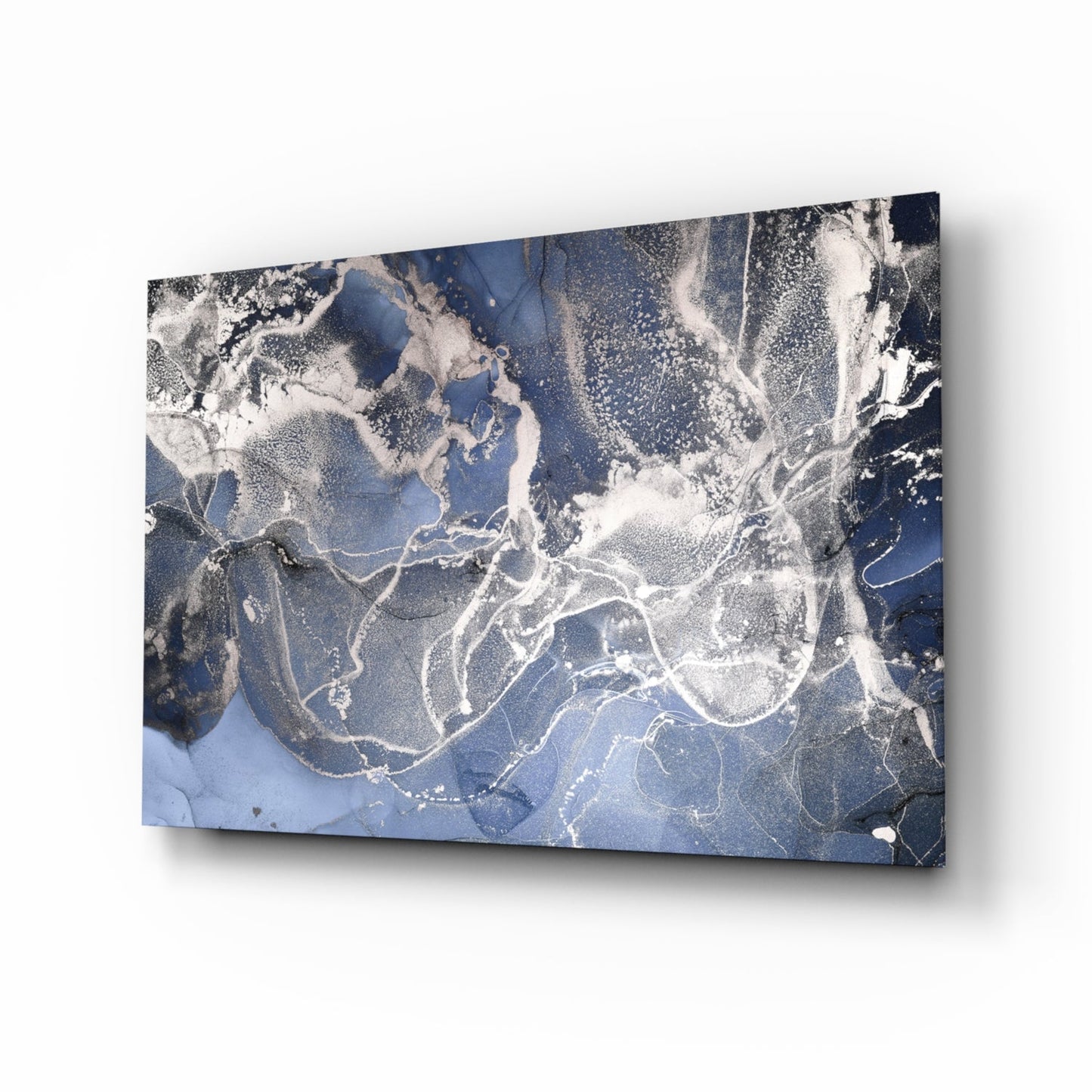 Sapphire Marble Alcohol Ink Glass Wall Art