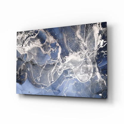 Sapphire Marble Alcohol Ink Glass Wall Art
