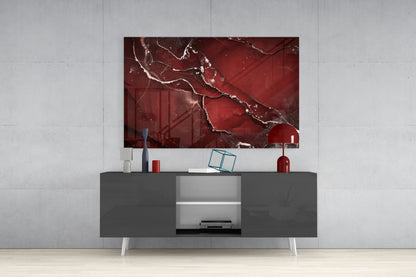 Crimson Marble Alcohol Ink Glass Wall Art