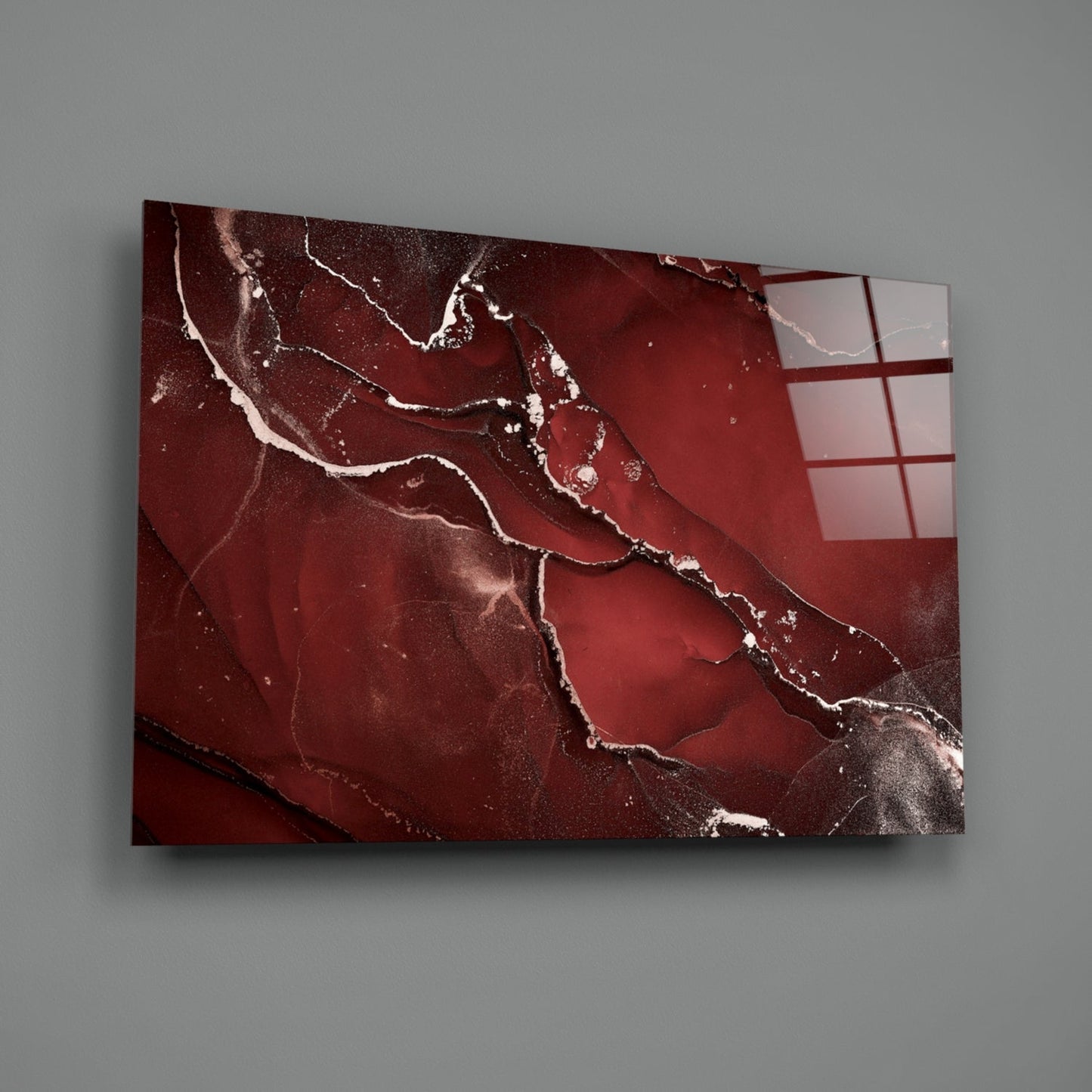 Crimson Marble Alcohol Ink Glass Wall Art