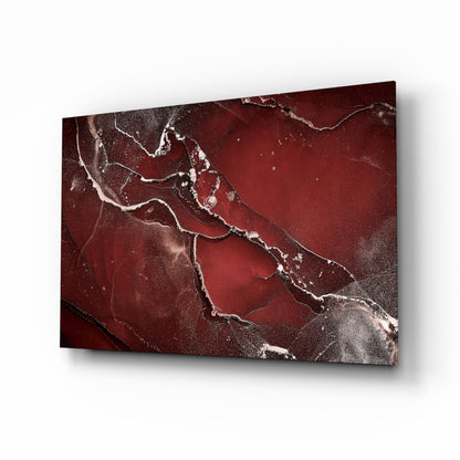 Crimson Marble Alcohol Ink Glass Wall Art