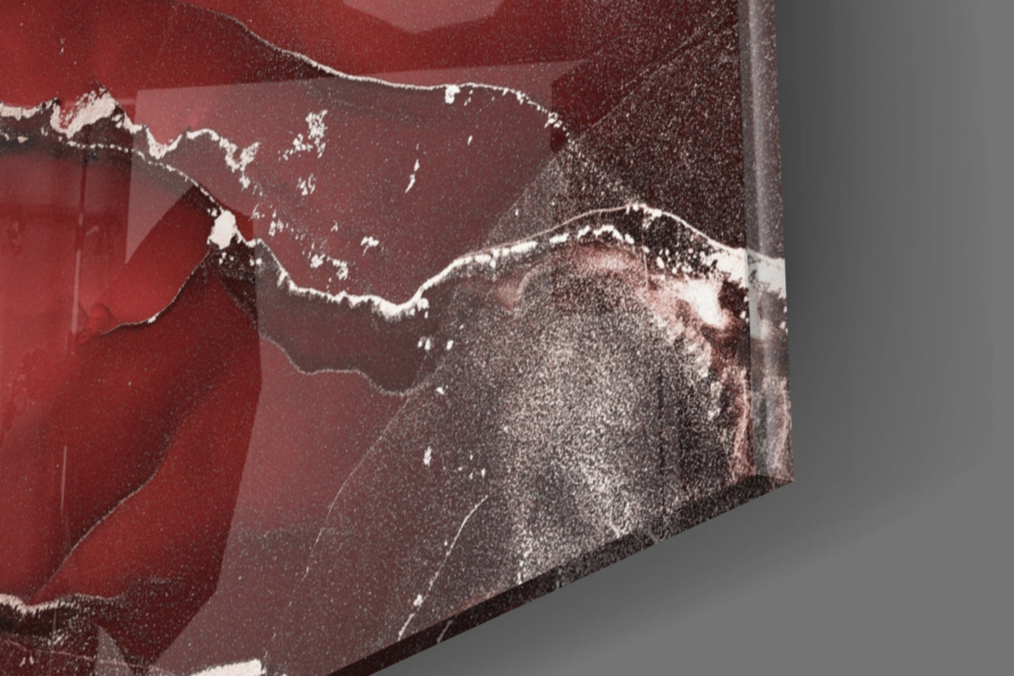 Crimson Marble Alcohol Ink Glass Wall Art