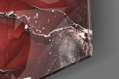 Crimson Marble Alcohol Ink Glass Wall Art